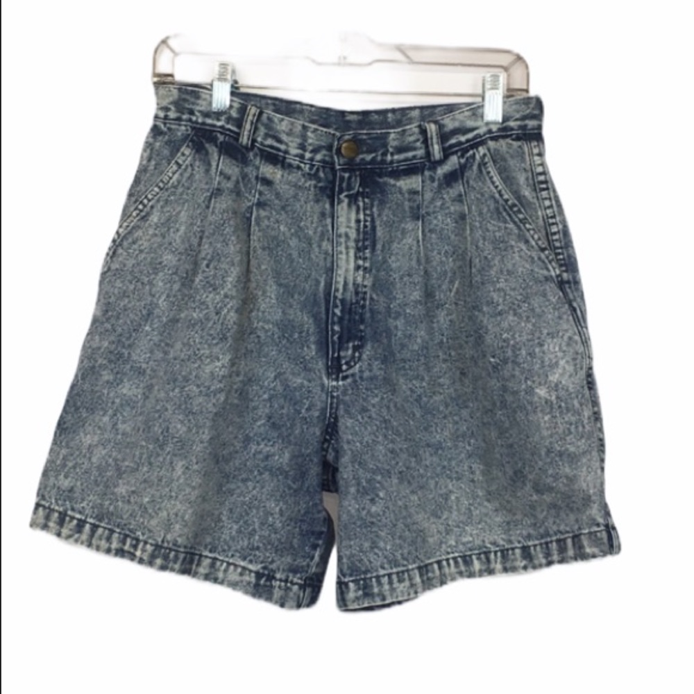 Vintage 90s Greatland Apparel Acid Wash Denim Mom Shorts 13 Pleated High Waist